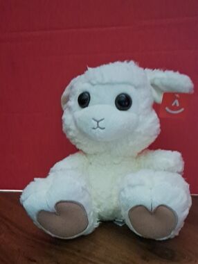 Plush White Lamb Stuffed Animal - Soft Cuddly Toy